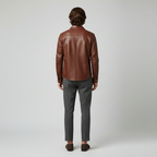Men's Leather Button-Up Shirt Jacket