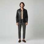 Men's Leather Button-Up Shirt Jacket