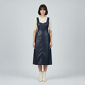 Women's Faux Leather Pinafore Midi Dress