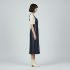 Women's Faux Leather Pinafore Midi Dress