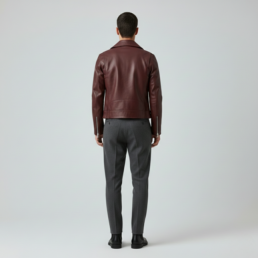 Men's Leather-Look Biker Jacket