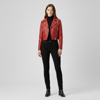 Women's Cropped Moto Leather Jacket