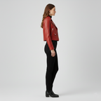 Women's Cropped Moto Leather Jacket