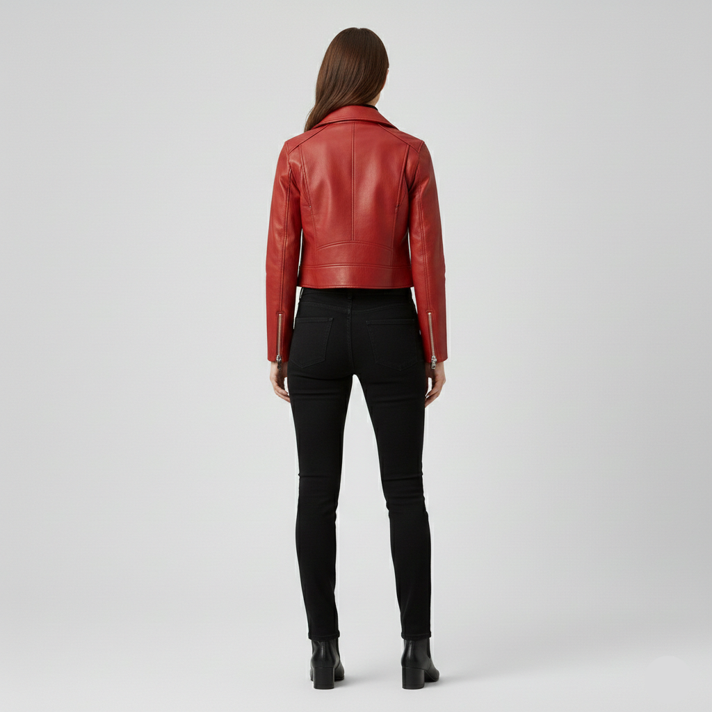 Women's Cropped Moto Leather Jacket