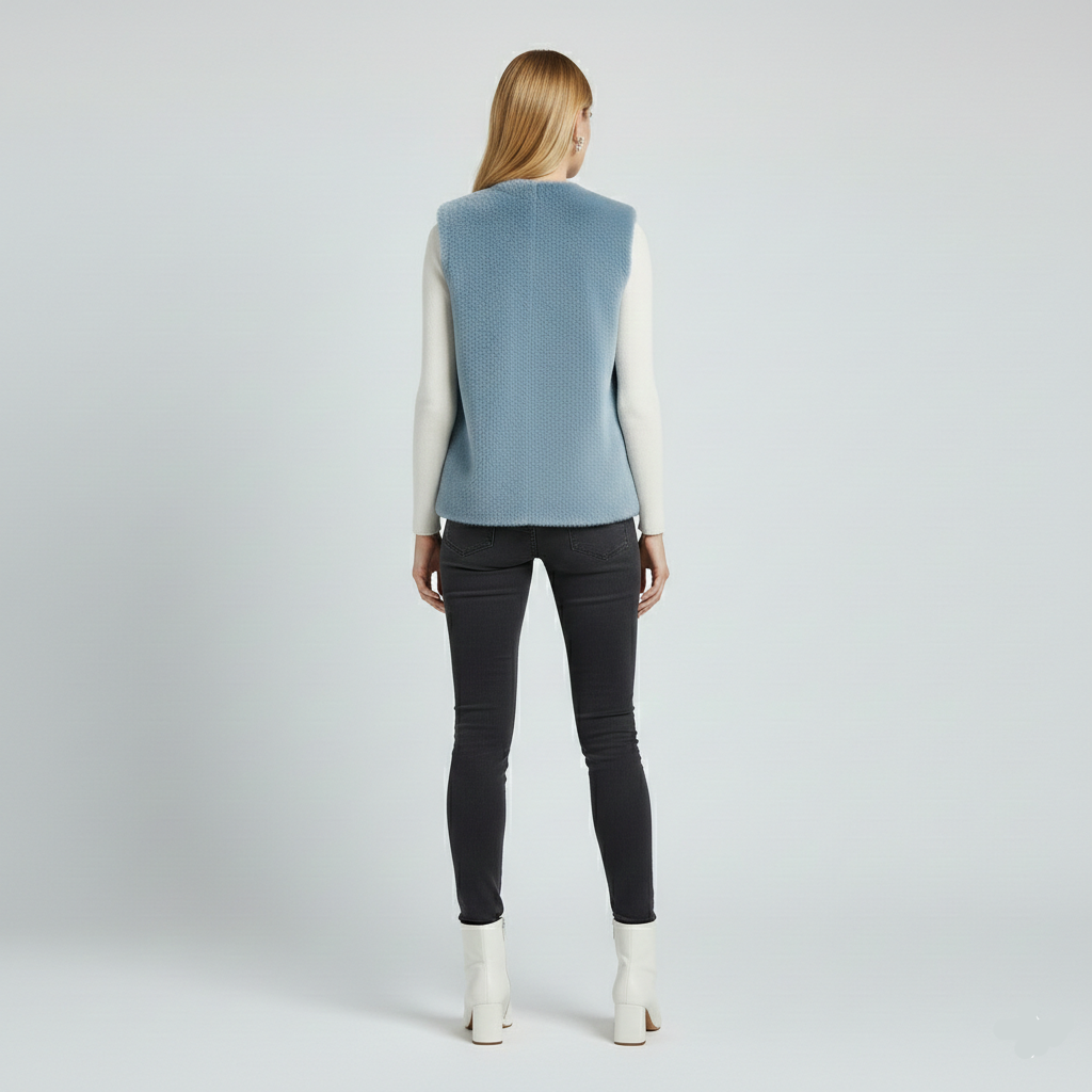 Women's Faux-Fur Collarless Open-Front Vest