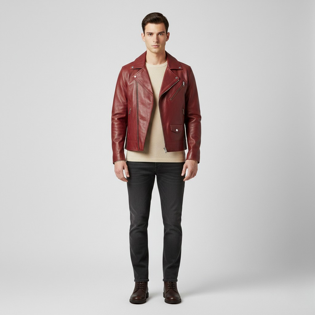 Men's Biker Leather-Look Jacket