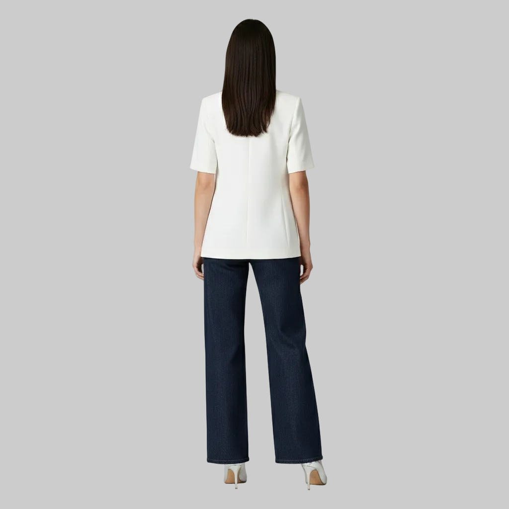 Women's Tailored Short-Sleeve Blazer Jacket