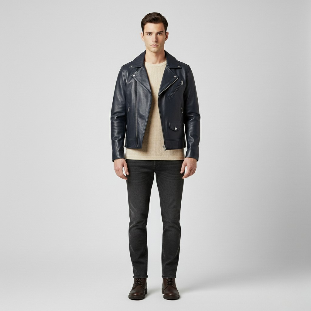 Men's Biker Leather-Look Jacket