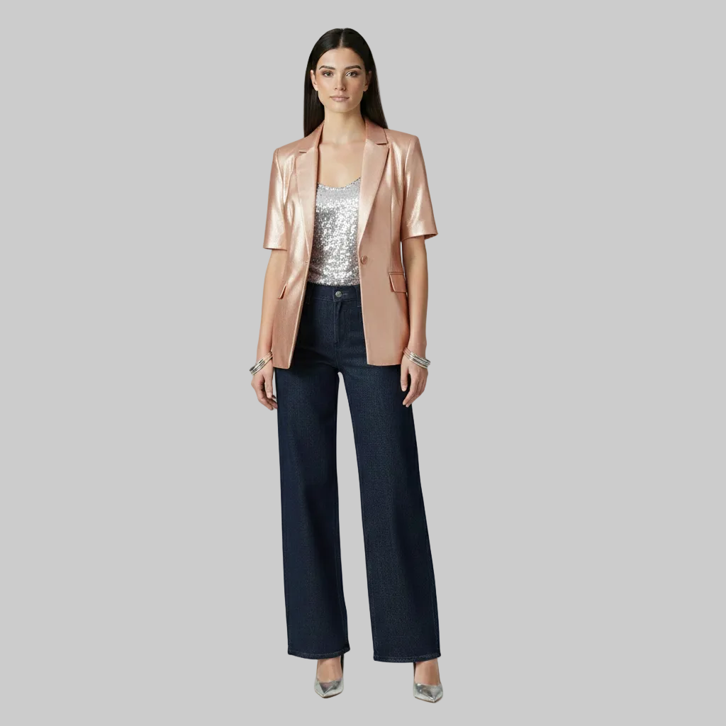 Women's Tailored Short-Sleeve Blazer Jacket
