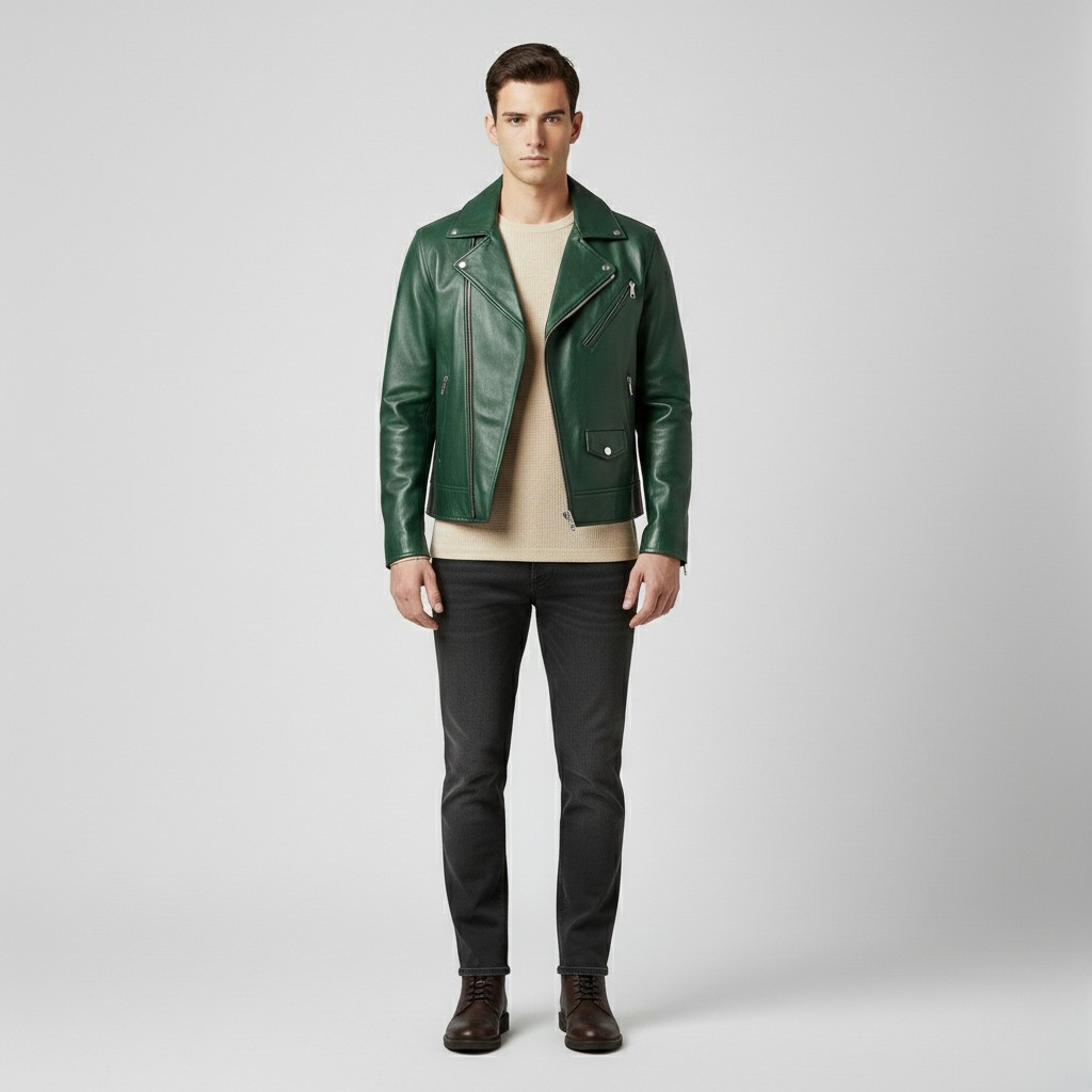 Men's Biker Leather-Look Jacket